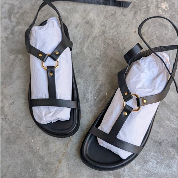 New ALOHAS Kizzi Black Leather Sandals, size EU40/US9 - Picture 3 of 4